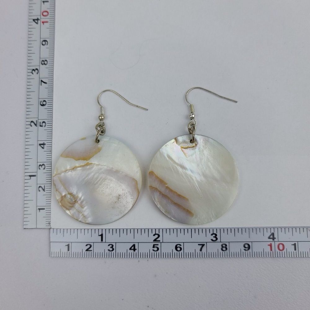 Vintage Natural Mother Of Pearl Shell Earrings -Capiz Shell